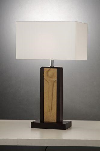 原木 砂岩雕刻 桌燈 