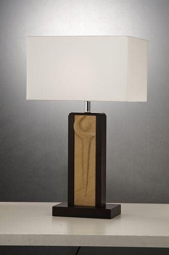 原木 砂岩雕刻 桌燈 