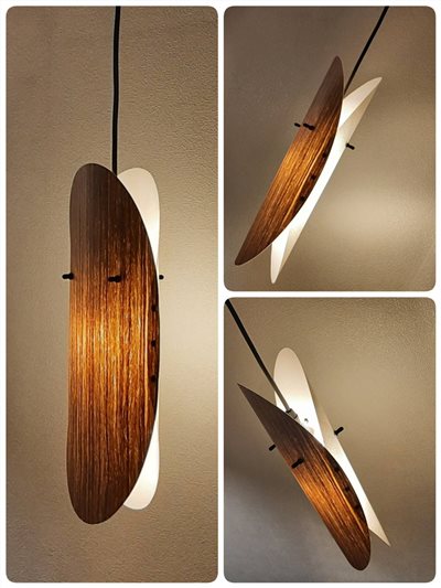 胡桃木原木皮燈罩 